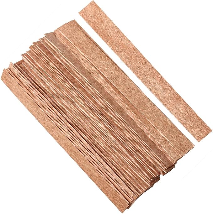 100 pcs Wooden Candle Wicks kit, Include 50 Pcs 5.1 X 0.5 Inch Candle Making Wicks and 50 Pcs Iron Stand Naturally Smokeless