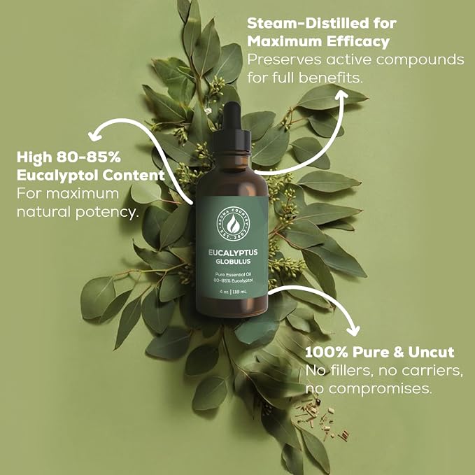 100% Pure Eucalyptus Essential Oil – Organic & Undiluted Diffuser Oil, Humidifier, alternate product view 3
