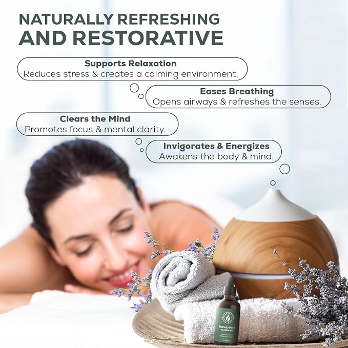 100% Pure Eucalyptus Essential Oil – Organic & Undiluted Diffuser Oil, Humidifier, alternate product view 4