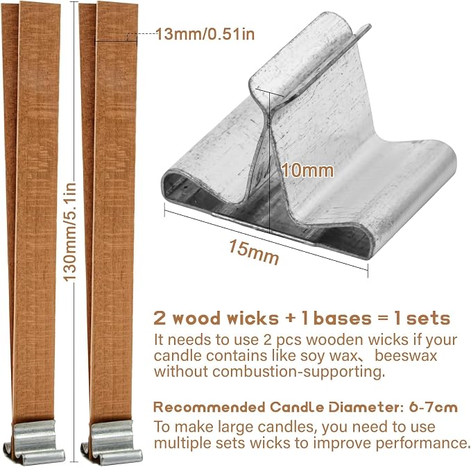 100 Wood Wicks for Candles Making - Smokeless Wooden Candle Wicks Crackling Candle Wax Wood Wick mechas para velas de cera
