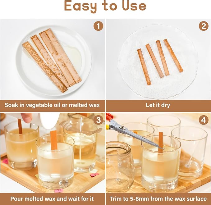 100 Wood Wicks for Candles Making - Smokeless Wooden Candle Wicks Crackling Candle Wax Wood Wick mechas para velas de cera