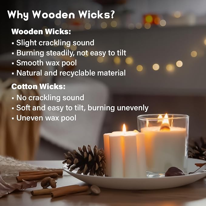 100 Wood Wicks for Candles Making - Smokeless Wooden Candle Wicks Crackling Candle Wax Wood Wick mechas para velas de cera