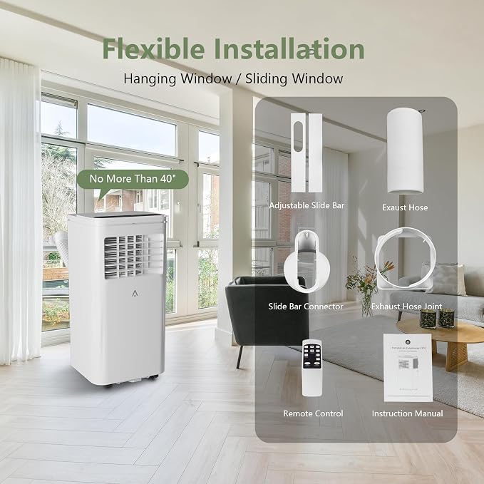 10000 BTU Portable Air Conditioner, Cools Rooms up to 450 Sq.Ft. for Bedroom, 3-in-1 AC Unit with Dehumidifier & Fan Modes
