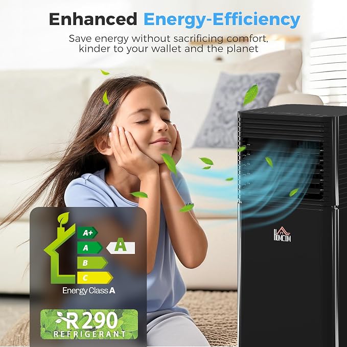 10000 BTU Portable Air Conditioner for Rooms up to 441 Sq.Ft., 3-in-1 Mobile AC Unit with Dehumidifier, Cooling Fan, Sleep