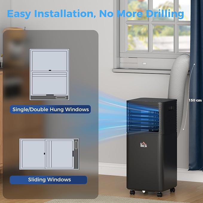 10000 BTU Portable Air Conditioner for Rooms up to 441 Sq.Ft., 3-in-1 Mobile AC Unit with Dehumidifier, Cooling Fan, Sleep