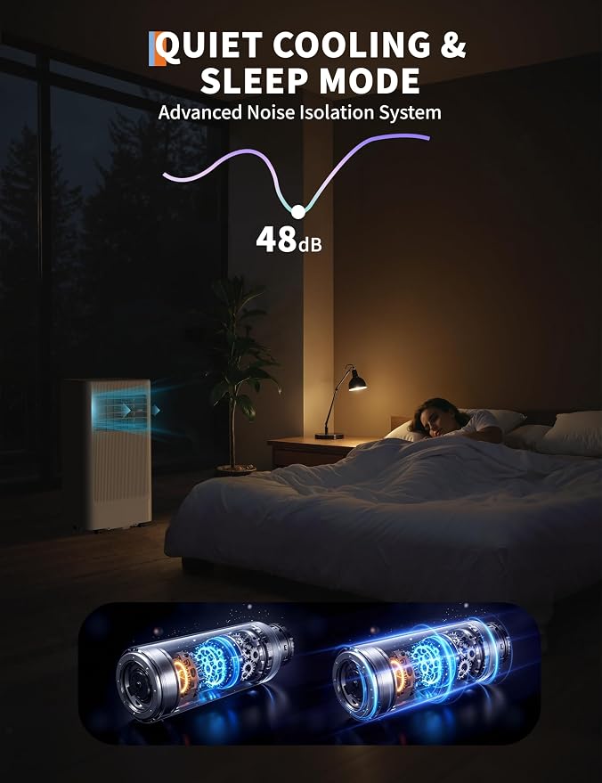 10000 BTU Portable Air Conditioner, Quiet 3-in-1 AC Unit with Dehumidifier & Fan, Sleep Mode, Remote Control, Window Kit