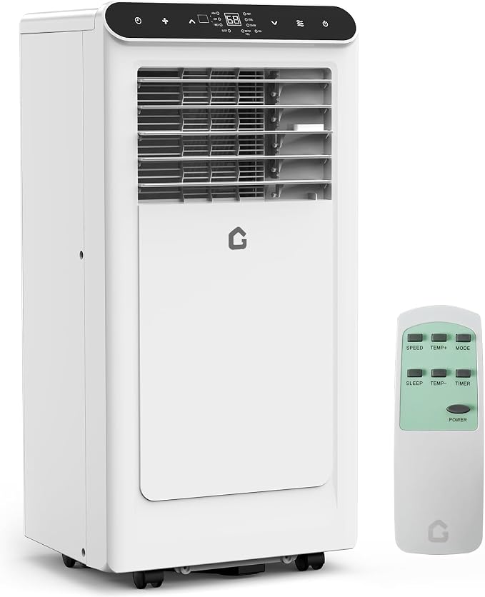 10000 BTU Portable Air Conditioner with White Body, Cooling, Dehumidifying, and Fan Functions, Perfect for Medium-Sized