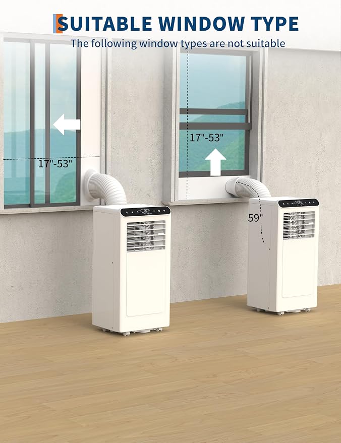 10000 BTU Portable Air Conditioner with White Body, Cooling, Dehumidifying, and Fan Functions, Perfect for Medium-Sized