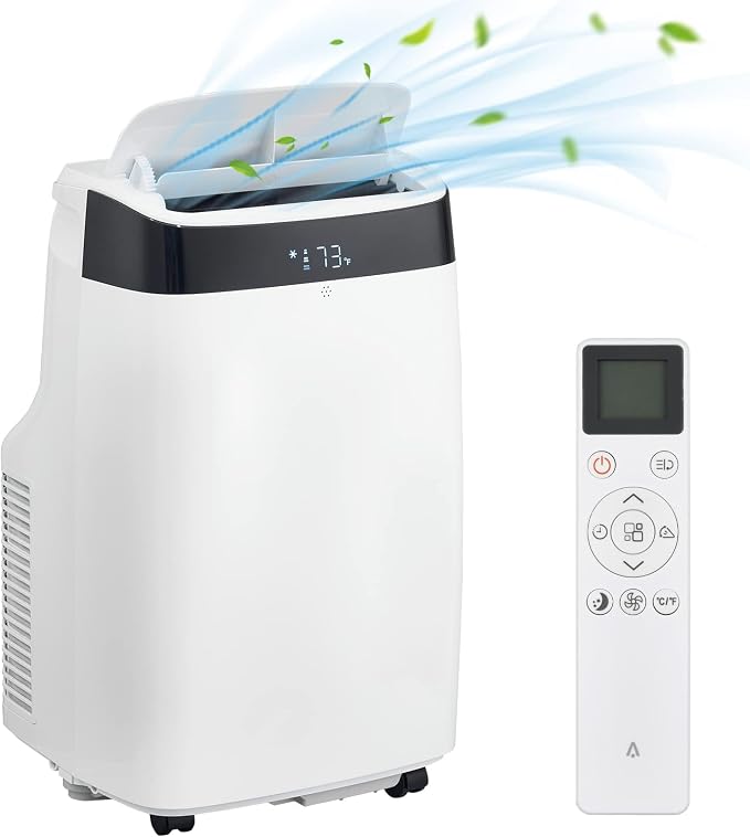 10000 BTU Portable Air Conditioner with White Body, Cooling, Dehumidifying & Fan Features, Quiet Operation, Suitable for