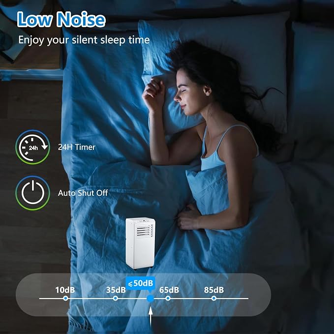 10000 BTU Portable Air Conditioners, 3 in 1 Cools 600 Sq.Ft, Quiet AC with Fan & Dehumidifier, LED Display, Remote & 24H