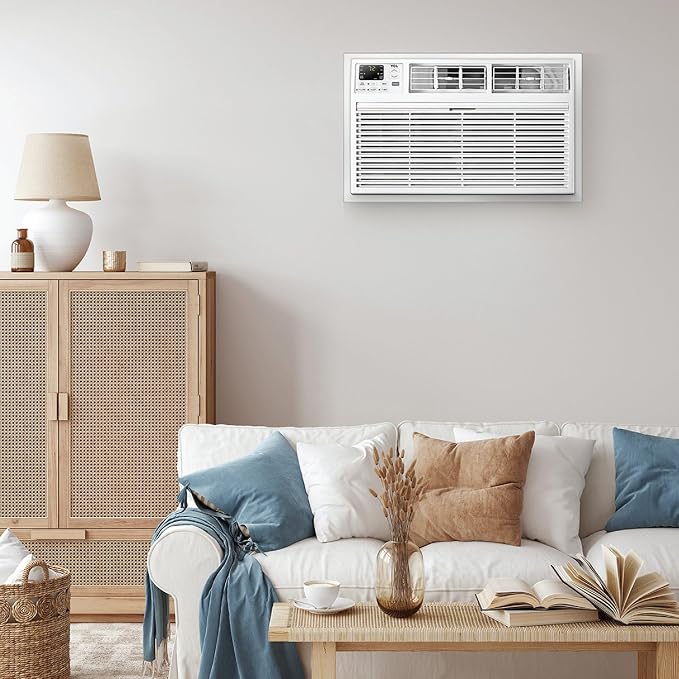 10000 BTU Smart Through-the-Wall Air Conditioner, Quiet Energy Efficient Wall Mounted AC, Fan & Dehumidifier for Rooms Up To