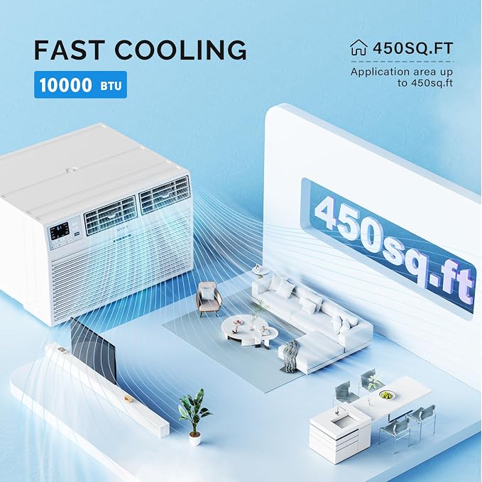 10000 BTU Through the Wall Air Conditioner with Wi-Fi, Wall AC Unit Works with Alexa/Google Assistant & Easy Install Kit &