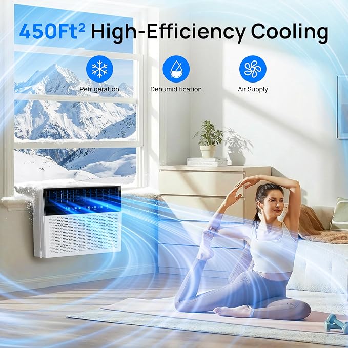 10000 BTU Window Air Conditioner, Cool up to 450 Sq.Ft.,Window AC Units with 3 Speeds,6 Modes,Quiet Operation,Remote,Energy