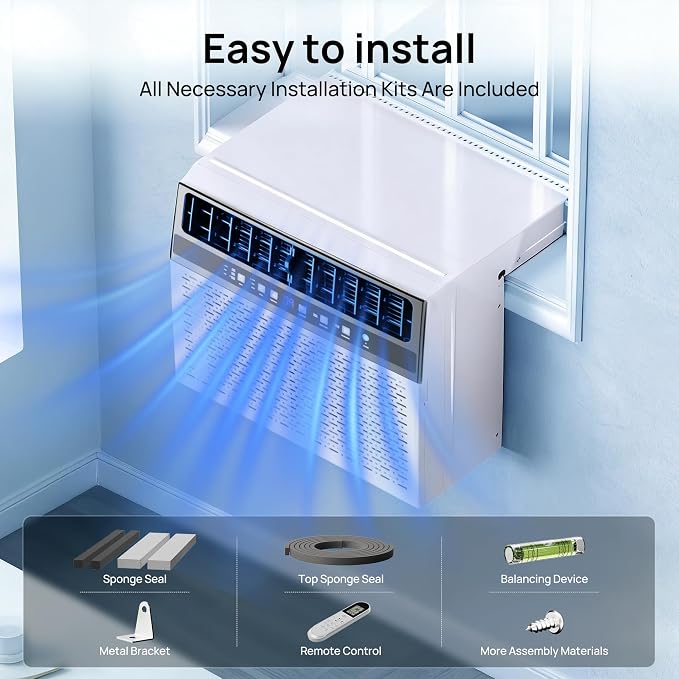 10000 BTU Window Air Conditioner, Cool up to 450 Sq.Ft.,Window AC Units with 3 Speeds,6 Modes,Quiet Operation,Remote,Energy