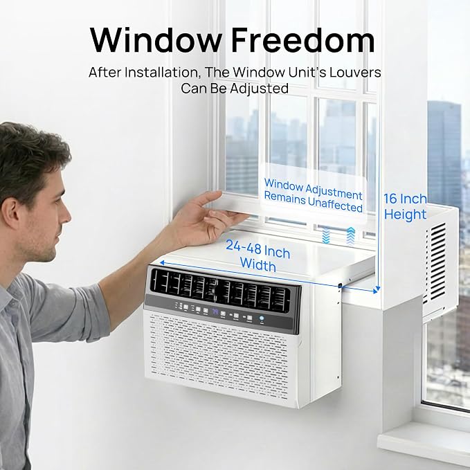 10000 BTU Window Air Conditioner, Cool up to 450 Sq.Ft.,Window AC Units with 3 Speeds,6 Modes,Quiet Operation,Remote,Energy