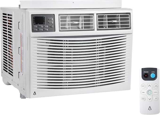 10000 BTU Window Air Conditioner for Rooms up to 450 Sq Ft, WiFi Enabled Smart AC, Maintains Natural Light & View, 3 Wind