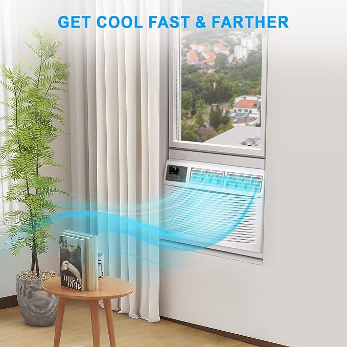 10000 BTU Window Air Conditioner for Rooms up to 450 Sq Ft, WiFi Enabled Smart AC, Maintains Natural Light & View, 3 Wind