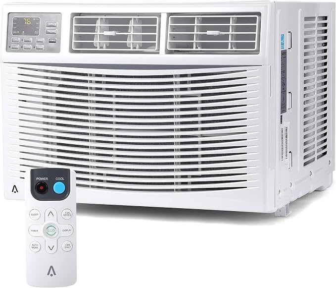10000 BTU Window Air Conditioner for Rooms up to 450 Sq Ft, WiFi Enabled Smart AC, Maintains Natural Light & View, 3 Wind