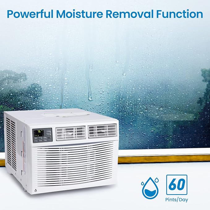 10000 BTU Window Air Conditioner for Rooms up to 450 Sq Ft, WiFi Enabled Smart AC, Maintains Natural Light & View, 3 Wind