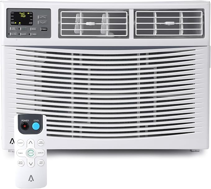 10000 BTU Window Air Conditioner for Rooms up to 450 Sq Ft, WiFi Enabled Smart AC, Maintains Natural Light & View, 3 Wind