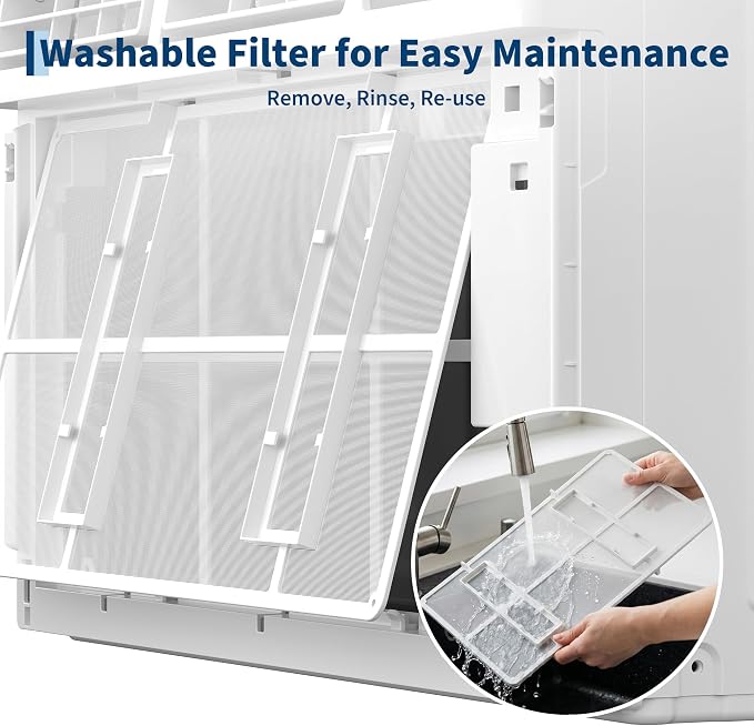 10000 BTU Window Air Conditioner Unit with Remote Control, Cools Rooms Up to 450 Sq ft, 3 Cooling & Fan Speeds Quiet