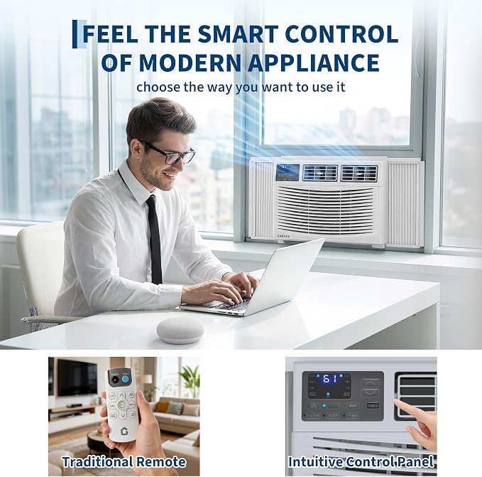 10000 BTU Window Air Conditioner Unit with Remote Control, Cools Rooms Up to 450 Sq ft, 3 Cooling & Fan Speeds Quiet