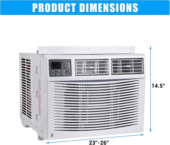 10000 BTU Window Air Conditioner, WiFi Smart Control, Quiet 53 DB AC Unit for Rooms Up to 450 Sq. ft, 3 Fan Speeds, Temp Down