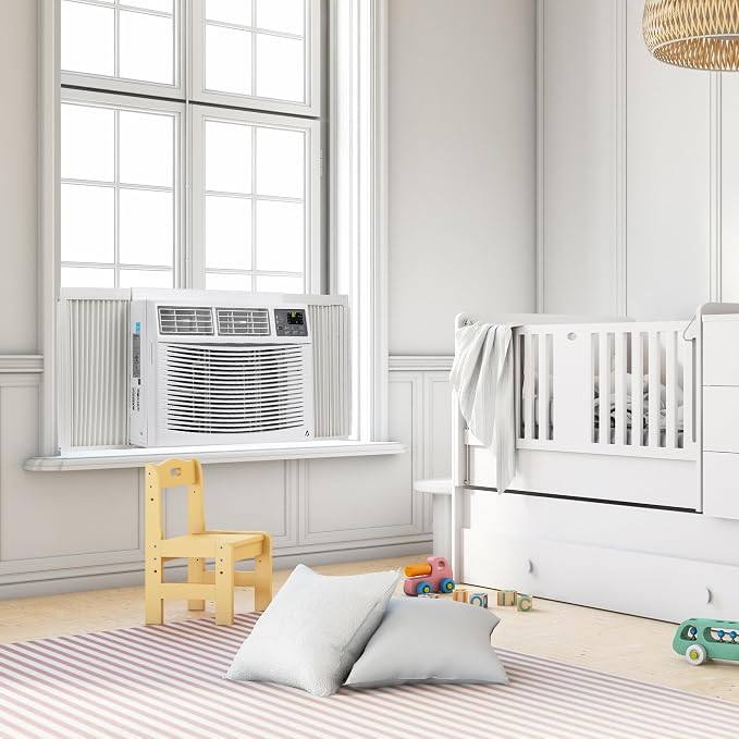 10000 BTU Window Air Conditioner, WiFi Smart Control, Quiet 53 DB AC Unit for Rooms Up to 450 Sq. ft, 3 Fan Speeds, Temp Down