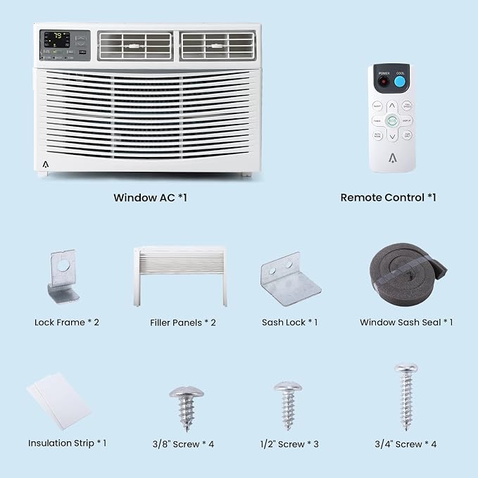 10000 BTU Window Air Conditioner with WiFi, Energy Saving Window AC Unit with Remote, Timer Function & Easy Install Kit, for