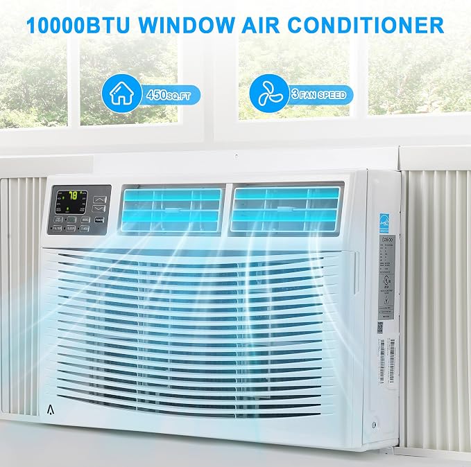 10000 BTU Window Air Conditioner with WiFi, Smart Window AC Unit Cools 450 Sq ft, Works with App & Remote, Ultra Quiet Sleep