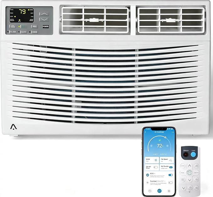 10000 BTU Window Air Conditioner with WiFi, Up to 450 Sqf for Small Rooms with Cooling, Remote & 4 Fan Speed, Quiet