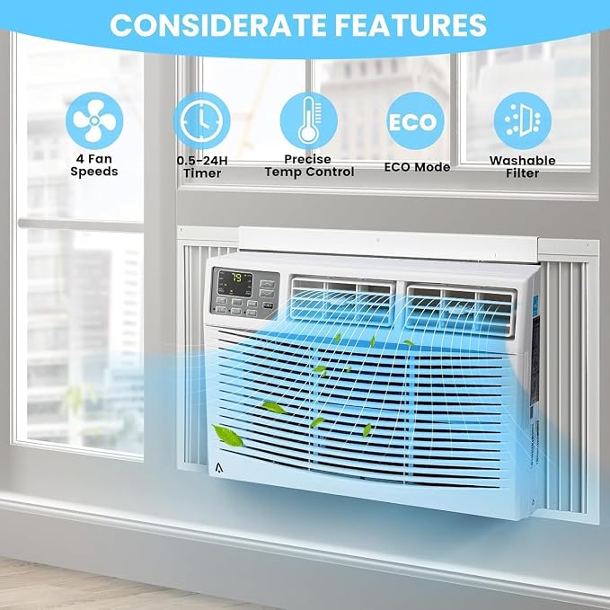10000 BTU Window Air Conditioner with WiFi, Up to 450 Sqf for Small Rooms with Cooling, Remote & 4 Fan Speed, alternate view
