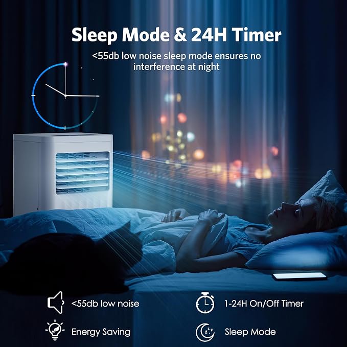 10000 BTUs Portable Air Conditioners with cooling/dehumidification/fan/sleep mode,4-IN-1 Portable AC with 24H Timer & Remote
