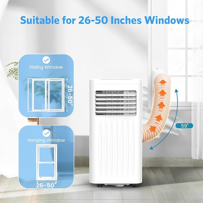 10000 BTUs Portable Air Conditioners with cooling/dehumidification/fan/sleep mode,4-IN-1 Portable AC with 24H Timer & Remote