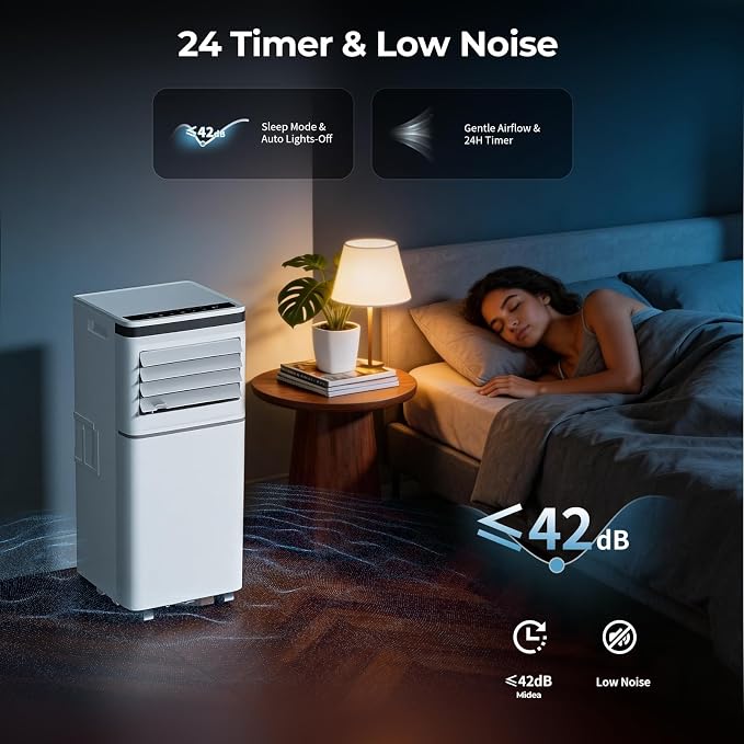 10000BTU Portable Air Conditioner 3-in-1 with 24H Timer,Sleep Mode, Dehumidifier, 2 Fan Speeds, Fast Cooling AC Unit with