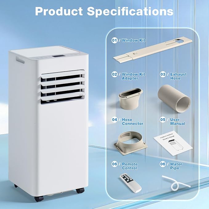 10000BTU Portable Air Conditioner with Heater, 4-in-1 Portable AC Unit with Cooling & Heating, Fan & Dehumidifier up to 450