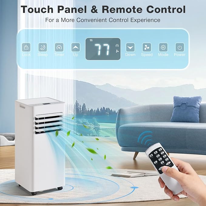 10000BTU Portable Air Conditioner with Heater, 4-in-1 Portable AC Unit with Cooling & Heating, Fan & Dehumidifier up to 450