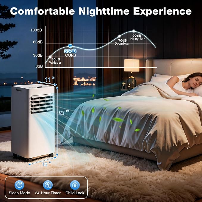 10000BTU Portable Air Conditioner with Heater, 4-in-1 Portable AC Unit with Cooling & Heating, Fan & Dehumidifier up to 450