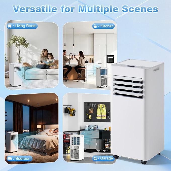 10000BTU Portable Air Conditioner with Heater, 4-in-1 Portable AC Unit with Cooling & Heating, Fan & Dehumidifier up to 450