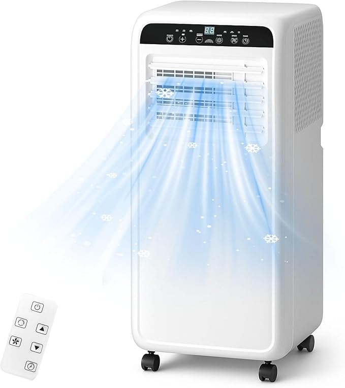 10000BTU Portable Air Conditioners With Fan & Dehumidifier, 3-in-1 Quiet Portable AC Unit, Cools Up to 500 Sq.Ft, 24H Timer