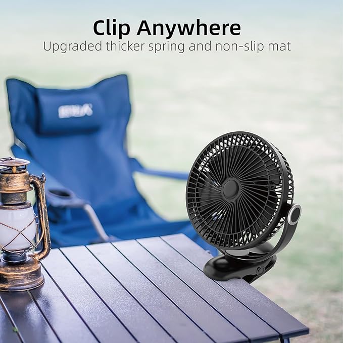 10000mAh 30hrs Portable Fan Rechargeable, 8-Inch Battery Operated Clip on Fan, USB Fans, 4 Speeds, Strong Airflow, Sturdy