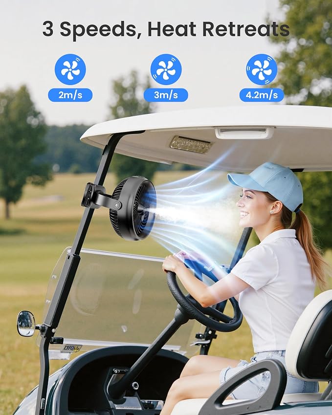 10000mAh Battery Operated Misting Fan with Clip, Portable 8'' Mist Fan for Desk with Max. 48 Hours Runtime, alternate view 3