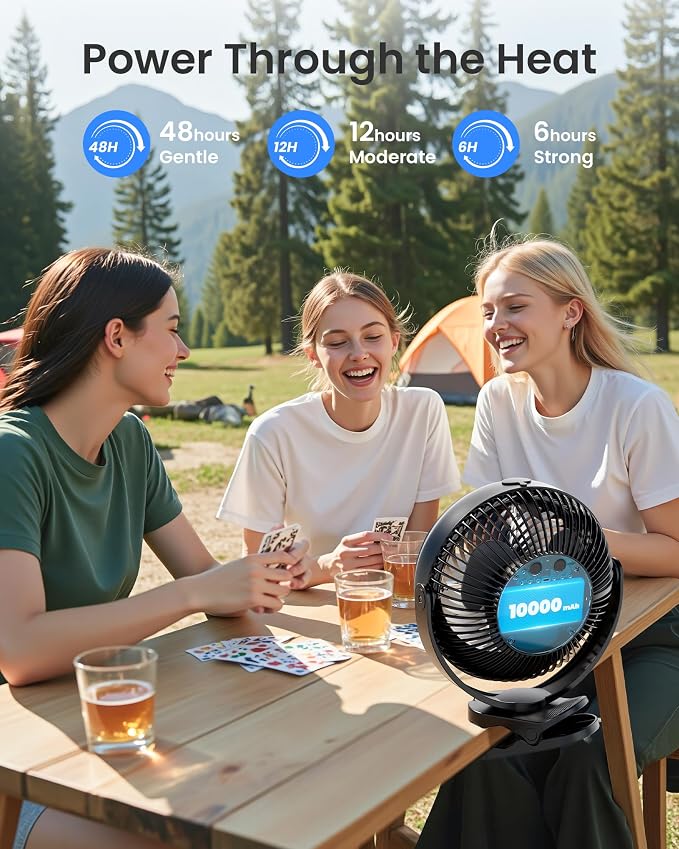 10000mAh Battery Operated Misting Fan with Clip, Portable 8'' Mist Fan for Desk with Max. 48 Hours Runtime, alternate view 5