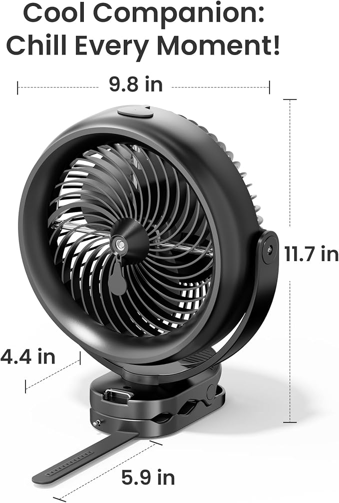 10000mAh Battery Operated Misting Fan with Clip, Portable 8'' Mist Fan for Desk with Max. 48 Hours Runtime, alternate view 9