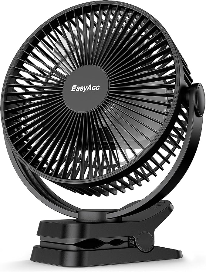 10000mAh Portable Clip on Fan - 8 inch 37H Working Time Quiet Battery Rechargeable Desk Fan, Strong Airflow, Digital Display