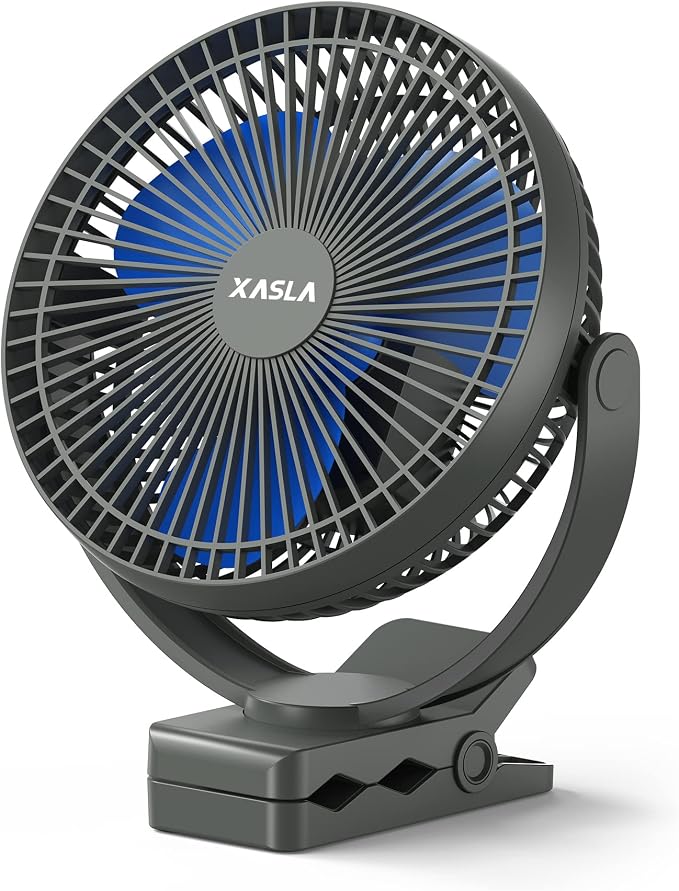 10000mAh Portable Rechargeable Clip on Fan, 8-inch Battery Operated, 4 Speeds, 24 Hours Work Time for Outdoor, Camping, Golf