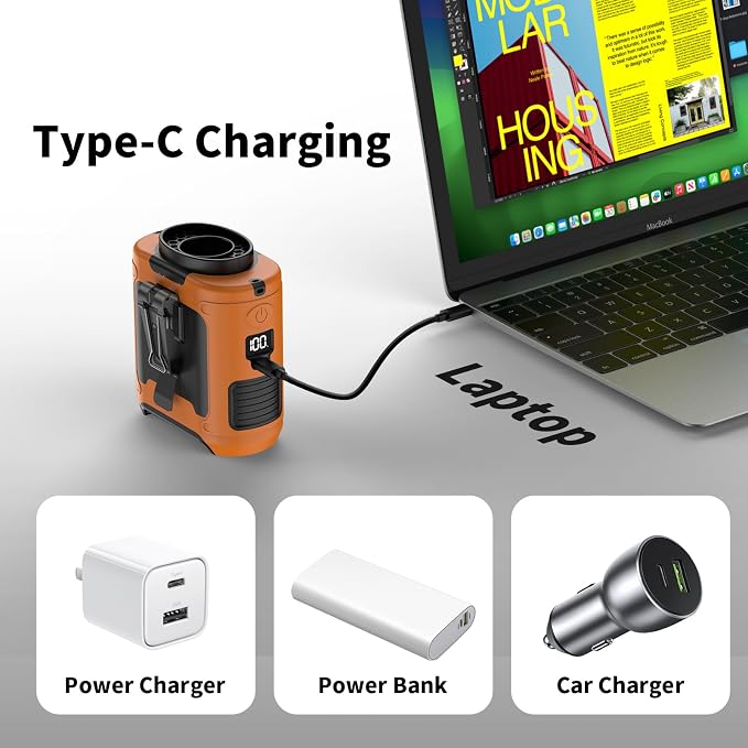 10000mAh Portable Waist Fan Clip on Wearable Belt Personal Fan Rechargeable Battery operated With 5 Speeds &, alternate view