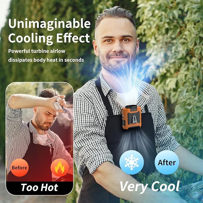 10000mAh Portable Waist Fan Clip on Wearable Belt Personal Fan Rechargeable Battery operated With 5 Speeds &, alternate view