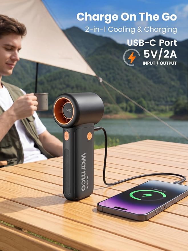 10000mAh Turbo Portable Handheld Fan, [36H Long Runtime] USB Rechargeable Personal Mini Fan With 5 Speeds & LED Display for
