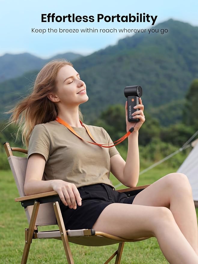 10000mAh Turbo Portable Handheld Fan, [36H Long Runtime] USB Rechargeable Personal Mini Fan With 5 Speeds & LED Display for